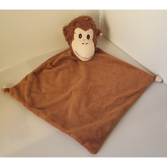 Brown Monkey Animal Baby Cubbie Security blanket Lovey Plush Zoo Jungle Knots - Picture 1 of 8